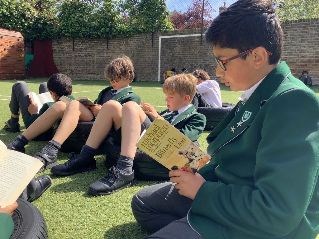 Boys reading books