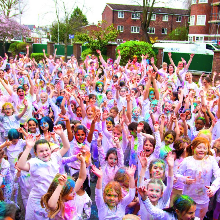 colourful crowd of pupils