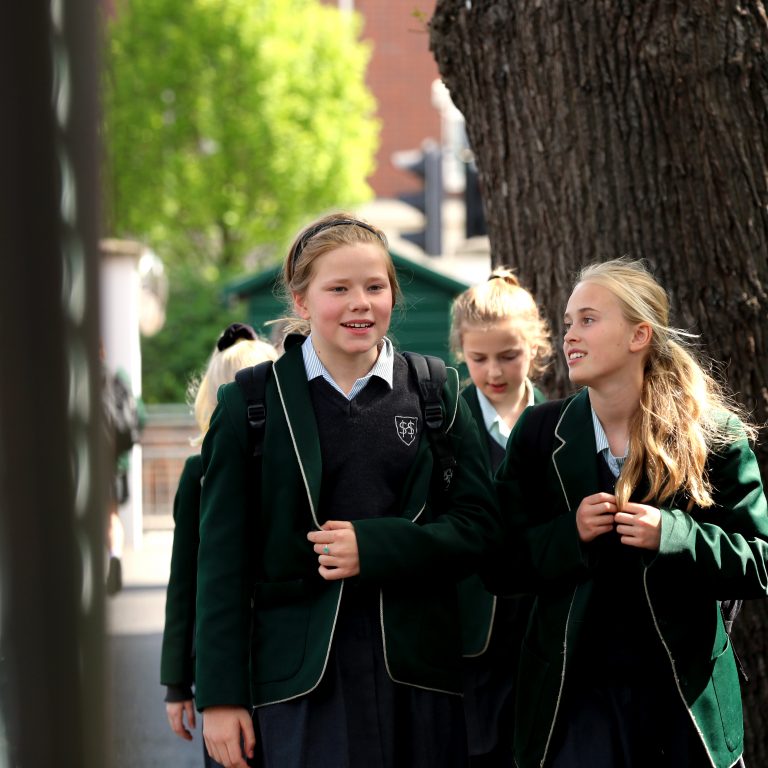 students walking to school