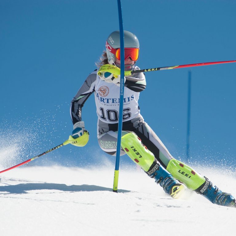 student skiing