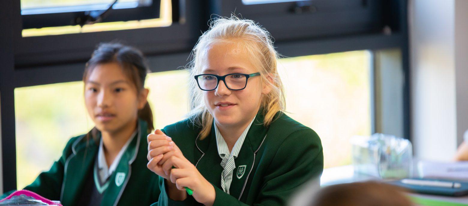 student looking at the class