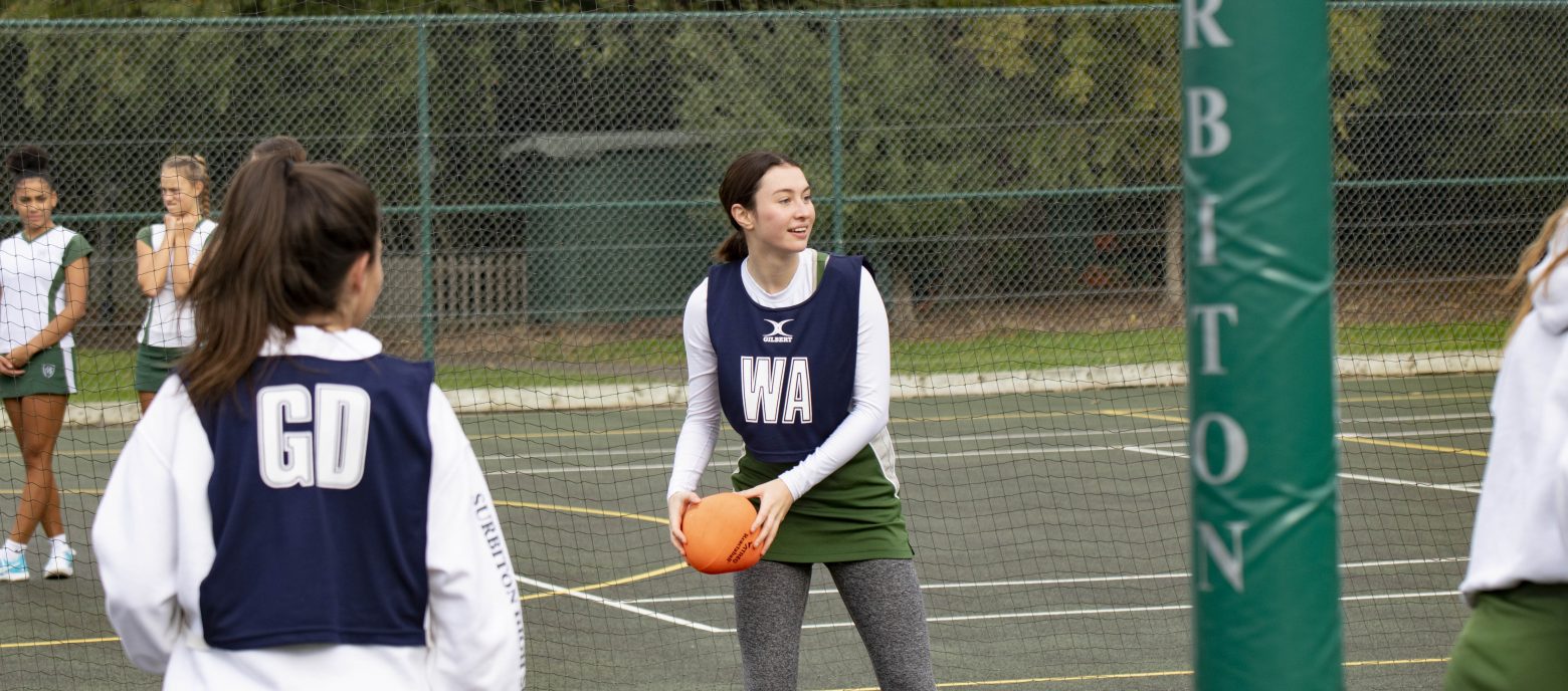 students playing netball