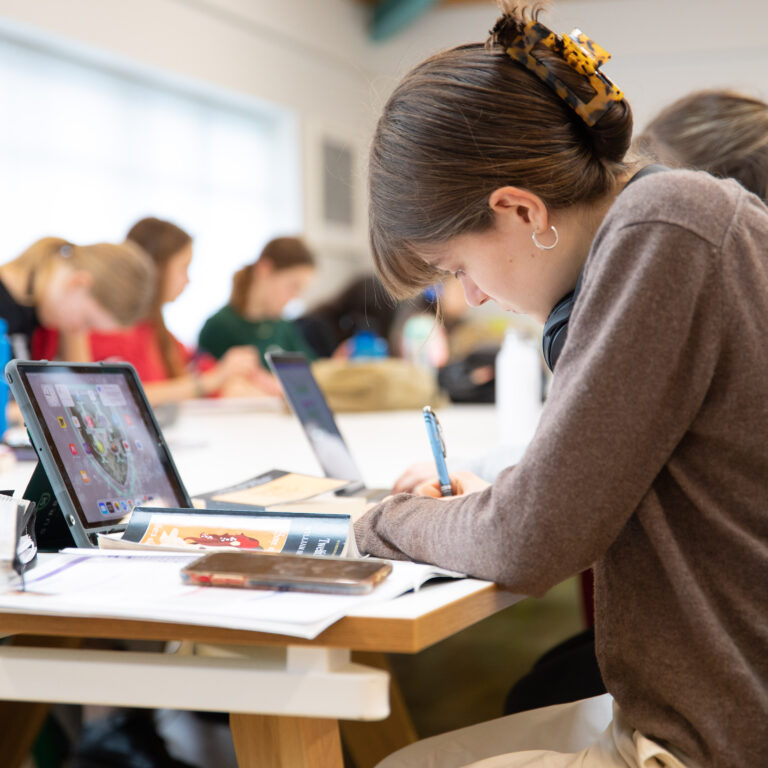 students working in class