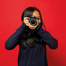 student taking a photo